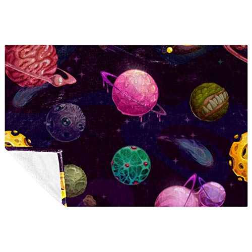 Couverture espace et planètes colorée 150x100 cm douce pour lit