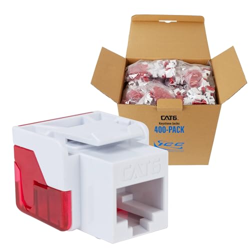 ICC CAT6 RJ45 Keystone Jack, Inline IDC No Pair Split, White, 400-Pack