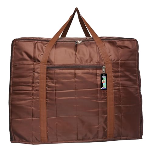 Image of Peafowl Double Bed Blanket Bag Cover /Saree Bag With Water Proof Dust Proof /King Size Blanket Cover Jumbo Bag (Coffee)