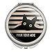 Personalized Custom Black Cat in Window 1 Line Compact Travel Purse Handbag Makeup Mirror