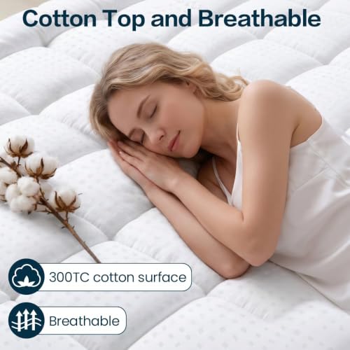 Image of EASELAND Mattress Pad Full Size Pillow Top Mattress Cover Quilted Fitted Mattress Protector Cotton 8-21 inch Deep Pocket Mattress Topper (54x75 Inches)