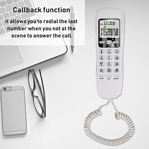 Teléfono con cable PUSOKEI blanco para pared miniatura 3