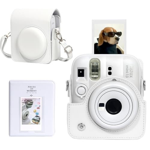 Funda para cámara Fujifilm Instax Mini 13 de cuero PU blanco miniatura 1