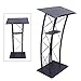LIAPDG Metal Wood Curved Podium, Portable Church Podium Detachable Black Curved Podium Black Wrought Iron Podium for 4S Shops, Hotel Welcome Desks 21.65 x 16.54 Inch Easy to Move