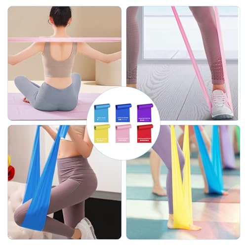 Juego de 6 Bandas de Fitness, 1,5 m, Bandas de Resistencia para Entrenamiento de Fuerza, Bandas de Goma Deportivas, 6 Bandas de Resistencia para Hombres, Mujeres, Pilates, Gimnasio, Yoga, Bandas de - imagen 7