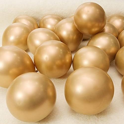 (Gold) - Chrome Gold Balloons 30cm 50pcs Latex Balloons Metallic Party Balloons Birthday Helium Balloons
