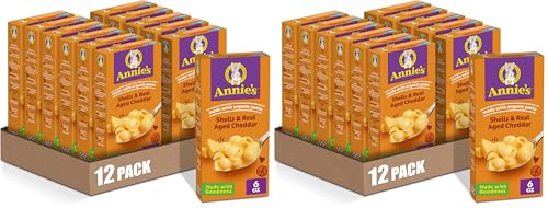 Image of Annie's Shells and Real Aged Cheddar, Made with Organic Pasta and Real Cheese, 6 oz (Pack of 24)