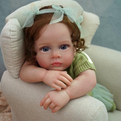 Brastoy Bebê Reborn Boneca Pintada Silicone Realistic Menina Original (Pintado Menina 55cm)