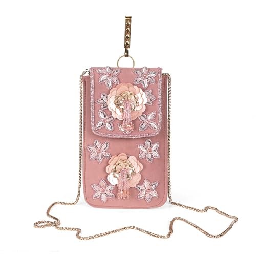Image of J I ACCESSORIES Velvet Saree Clutch Mobile Pouch Waist Clip Ladies Purse Gift For Women
