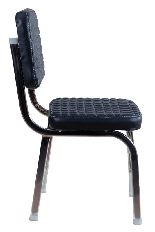 Image of WINIFRED Crome Steel Comfortable Visitor /Study /Hostel Desk Chair with Black Bonded Leather Weight Holds up to 120 kg (Pack of 2)