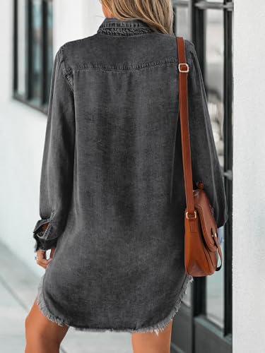 Image of CUPSHE Women's Denim Shirt Dress Long Sleeve Button Down with Pocket