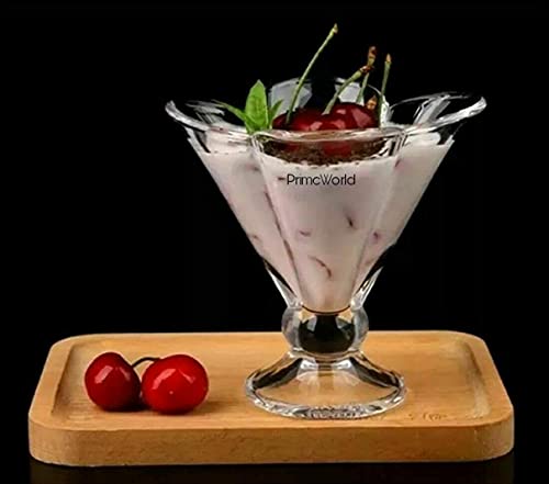 Image of PrimeWorld European 120 ml Paris Ice Cream Bowl, Dessert Cup for Sundae, Sweets,Snacks, Fruit, Pudding, Nuts or Dip, Serving Bowls Set of 6 Pcs Lead Free and BPA Free etc, Glass
