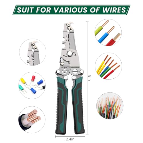 Image of Serplex Folding Wire Cutter 18 in 1 Multifunctional Wire Stripper Crimping Tool Carbon Steel Folding Handle Design Portable Wire Cutter Crimper Wire Stripper for Electrician