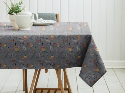 Image of Casableu Kasbah Grey Table Cloth for 6 Seater Dining Table | 52x72 Inch Rectangular Table Cover | Dust-Proof, Washable Fabric | Decorative Dining Table Cover for Home