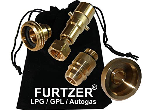 LPG GPL Autogas Tankadapter ACME / DISH / EURONOZZLE / BAJONETT Gasflaschen Propangas lang Adapter mit Stoffbeutel by Furtzer®