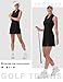 BGOWATU Women's Tennis Dress Sleeveless Collared V Neck Golf Polo Dress Side Slit Sports Dress with Shorts and Pocket Black L