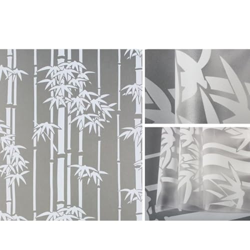 Image of WISDOM Privacy Window Film Frosted Glass Film Glass Film No Glue Anti-UV Window Sticker Non Adhesive for Privacy Office Meeting Room Bathroom Living Room (Bamboo Leaf Frosted, 24 x 72 inch)