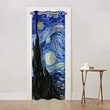 Haciadan Starry Night Doorway Curtains Blue Moon Star Van Gogh Painting 1 Panel 34' W X 80' L Door Drape for Kitchen Restaurant Bedroom Living Room