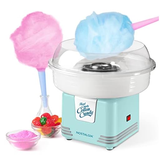 Nostalgia Retro Countertop Cotton Candy Maker, Vintage Candy Machine for Hard Candy & Flossing Sugar, Includes 2 Reusable Cones and Scoop, Aqua
