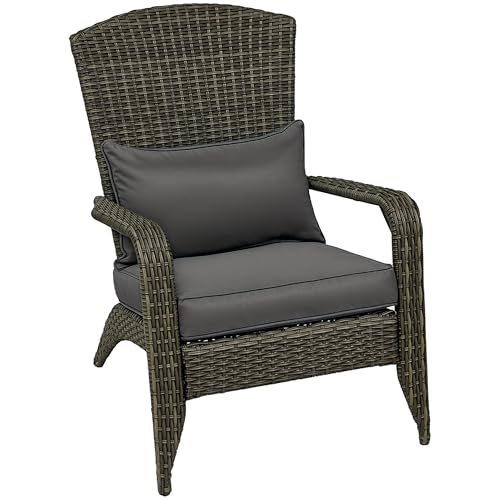 Outsunny Patio Wicker Adirondack Chair All-Weather Fire...