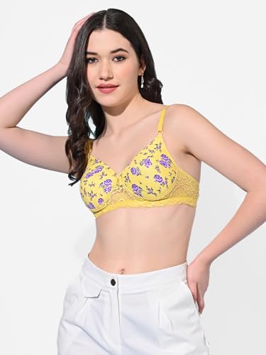Image of FIMS - Fashion is my style Women Cotton Blend Padded Non-Wired Everyday Bra Pack of 1 Cup- B Multicolor