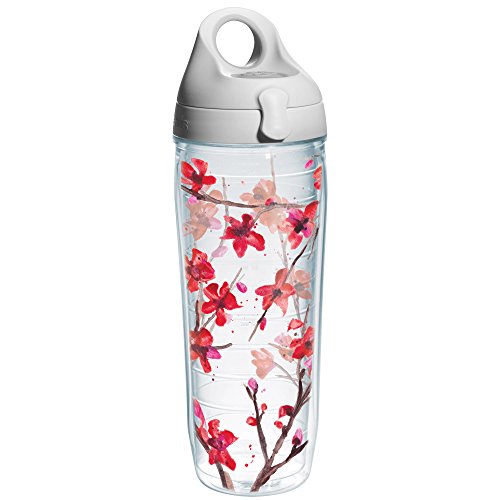 Tervis Springtime Blossom Wrap Water Bottle with Grey Lid, 24-Ounce, Garden Party