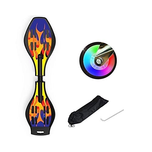 ZEL Actualizado Junta Versión Manera dinámica a Largo Junta Monopatín niños o Adultos Universal de ciclomotores de Dos Ruedas Gira Monopatín (Azul/Amarillo) 9.29 (Size : Wave Flame)