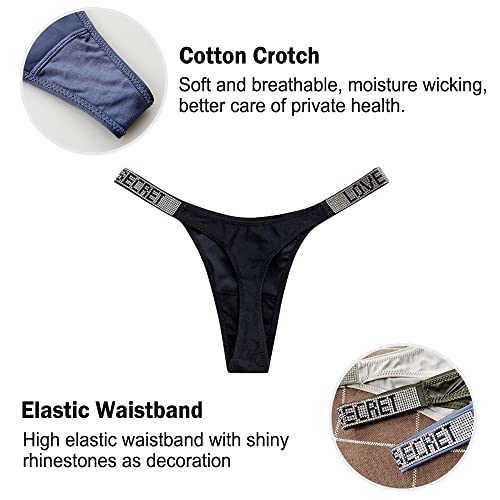 Womens Sexy Rhinestone Thongs Low Waist High Cut Bikini Underwear Hipster T Back Panties4