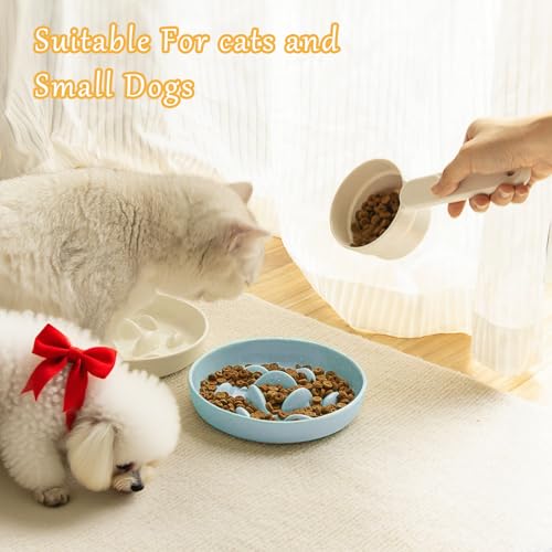 Antischlingnapf Katze, Cat Bowl 2 Stück Anti Schling Napf Katze aus Melamin, Slow Feeder, rutschfest Durable and Shatterproof für Katzen und kleine Hunde
