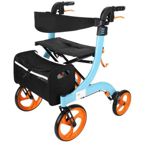 Combo de silla de ruedas con andador y andador, ligero, plegable con frenos dobles para personas mayores, ayuda de movilidad para una mayor independencia