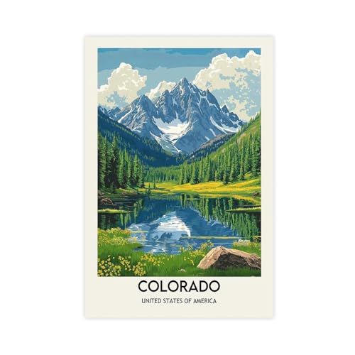 QZFNCOYU Colorado Karten-Poster, Leinwand, Poster, Schlafzimmer, Dekoration, Landschaft, Büro, Raumdekoration, Geschenk, 30 x 45 cm