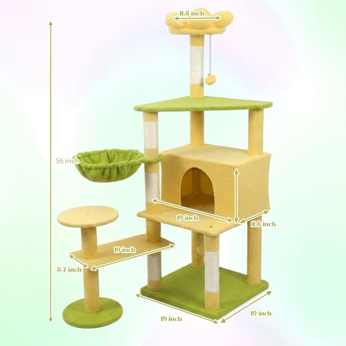 Torre para gatos con casa y rascador 56 pulgadas miniatura 2