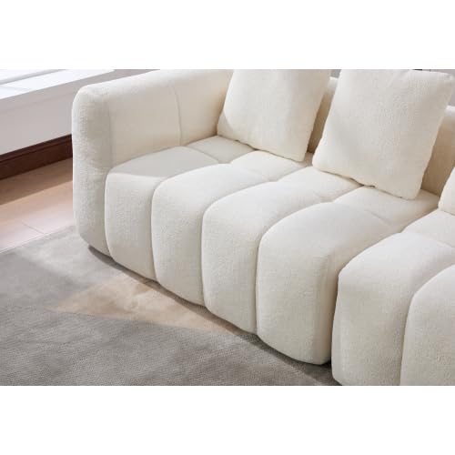 Modulares Ecksofa 3-Sitzer Couch – Montagefreies Sofa 260 cm mit hochdichtem Schaum, Samtstoff Dunkelgrau, tiefsitzend, kein Aufbau – ideal für Wohnzimmer & Lounge