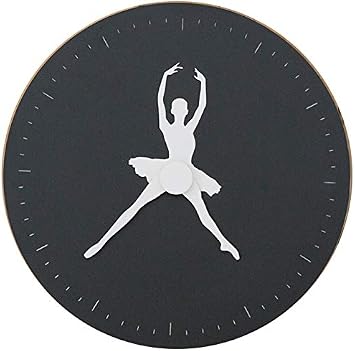 Stephanie Imports Modern Minimalist Ballerina Ballet Wall Clock White on Black