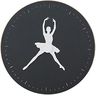 Modern Minimalist Ballerina Ballet Wall Clock (White on Black)