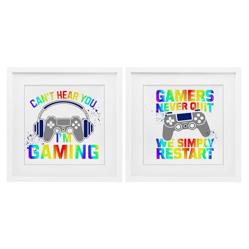 Déco Murale Rainbow Retro Gaming Kim Allen lot de 2 cadres en verre, cadeau idéal pour geek