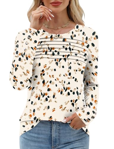 Trendy Womens Fall Tops Long Sleeve Dressy Casual Office 13 womens fall tops - apricot leopard spot