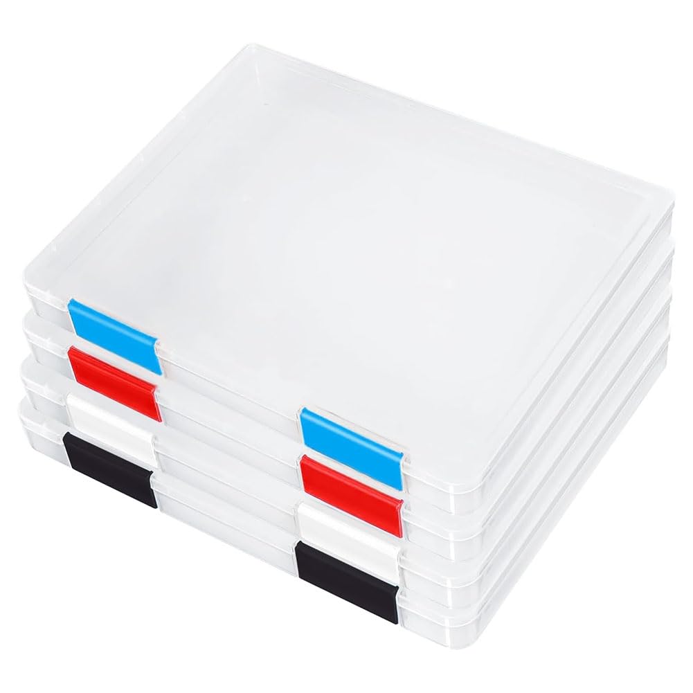 Boîte de rangement A4 hermétique en plastique transparent pour protéger vos dossiers - 4 pièces