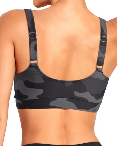Image of Tempt Me Women Sports Bra Swim Crop Tops Only | Scoop neck, Bathing suits top, Removable cups, Adjustable straps