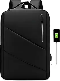 Mochila Executiva Masculina para Notebook 15.6” com Saída USB, Zíper Impermeável e Design Slim Ergonômico – Mochila de Trabalho, Viagem e Estudos