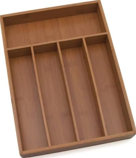 Organizador de Gaveta para Talheres em Bambu com 5 Compartimentos...