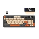 FREEWOLF M96 Wireless Gaming keyboard, Knob Control Bluetooth/2.4G Wireless Mechanical Feeling Keyboard, RGB LED Backlit with Display Screen, PBT Keycap, 3000mAh, US Layout for Win/Mac - Shimmer