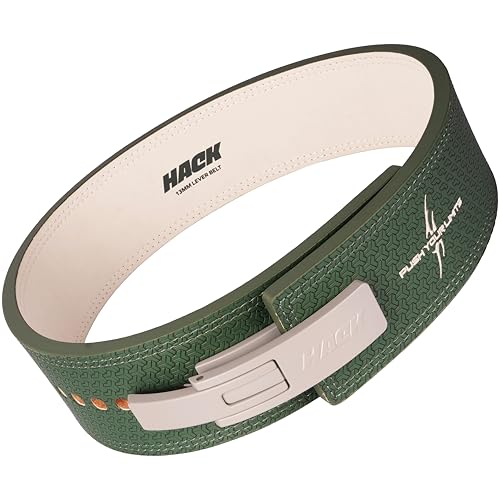 Image of Hack Athletics Premium 13MM Weight Lifting Lever Belt -Power Lifting Belt for Men & Women for Lower Back Support, Multipurpose Gym Workouts Deadlifts Squats Powerlifting (2-Claw) (Signature Green, M)