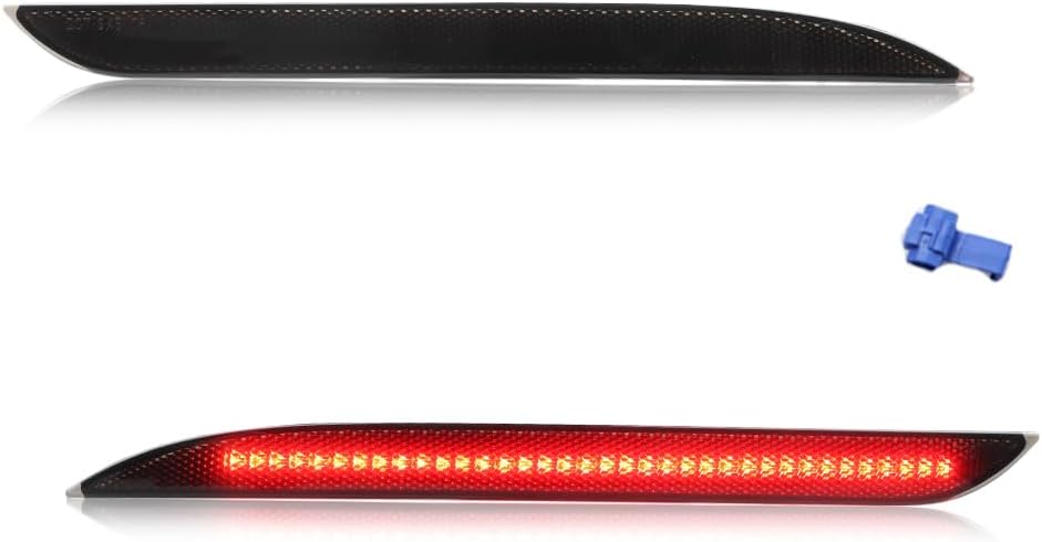 LED Rear Bumper Reflector Light for 2015 2016 2017 Fo-rd Mu-stang, 3-in-1 with Smoked Lens Turn Signal & Rear Brake & Driving Light, 72-SMD LED Bumper Reflector Light, 2 PCS