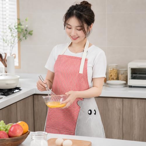 Image of PUJI 1 Pcs Women Kitchen Apron with Hand Wipe Pockts, Big Pocket,Hand-wiping, Waterproof for Cooking Baking,Center Pocket Hand Towel Women and Men (1 Pcs)