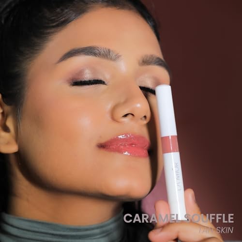 Image of LAMIOR Peptide Glaze Lip Balm - 3 in 1 Formula for Glossy Shine, Healing & Nourishment for Dry Dark & Pigmented Lips with Shea Butter, Non Sticky, Moisturizing Lip Balm for Women, (Caramel Souffle)
