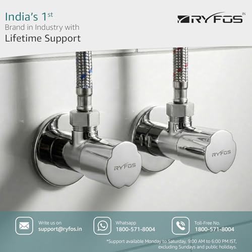 Image of India's 1st Lifetime Support Brand, R4010AV, SS-304 Grade Angle Valve | Angle Cock for Bathroom With Wall Flange | Valve for Geyser | Bathroom Tap | (Chrome Finish, 1-Piece)