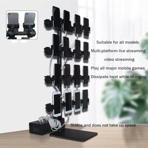 Soporte ajustable para teléfono para escritorio, soporte de carga multidispositivo, visualización manos libres, ideal para oficina en casa y grabación de video