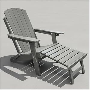 osoltus Adirondack Stuhl bis 150kg | Canadian Deck Chair | recycletes Plastic mit Holzstruktur | 3-Fach Verstellbarer Rückenlehne | ausziehbares Fußteil grau