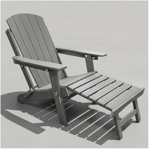 osoltus Adirondack Stuhl bis 150kg | Canadian Deck Chair | recycletes Plastic mit Holzstruktur | 3-Fach Verstellbarer Rückenlehne | ausziehbares Fußteil grau